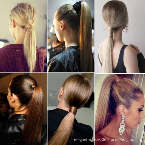 Long Straight Clip In Hair Tail False Hair Ponytail Hairpiece wrap around ponytail hair extension ponytail